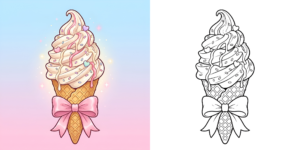 ft - ソフトクリーム 塗り絵 ft