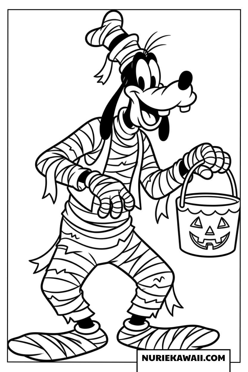 ディズニー ハロウィン グーフィー ミイラ 塗り絵