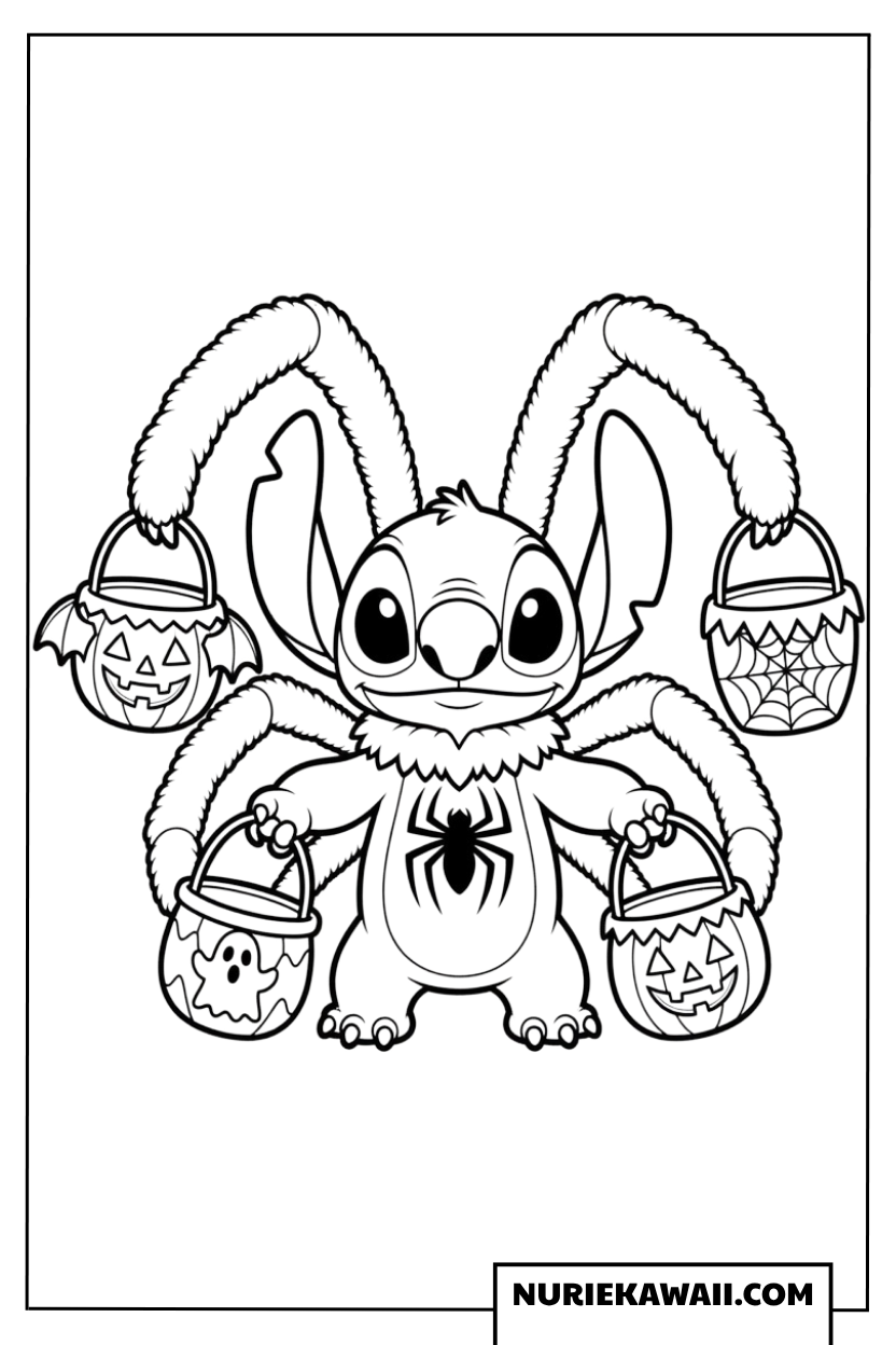 ディズニー ハロウィン スティッチ クモ 塗り絵