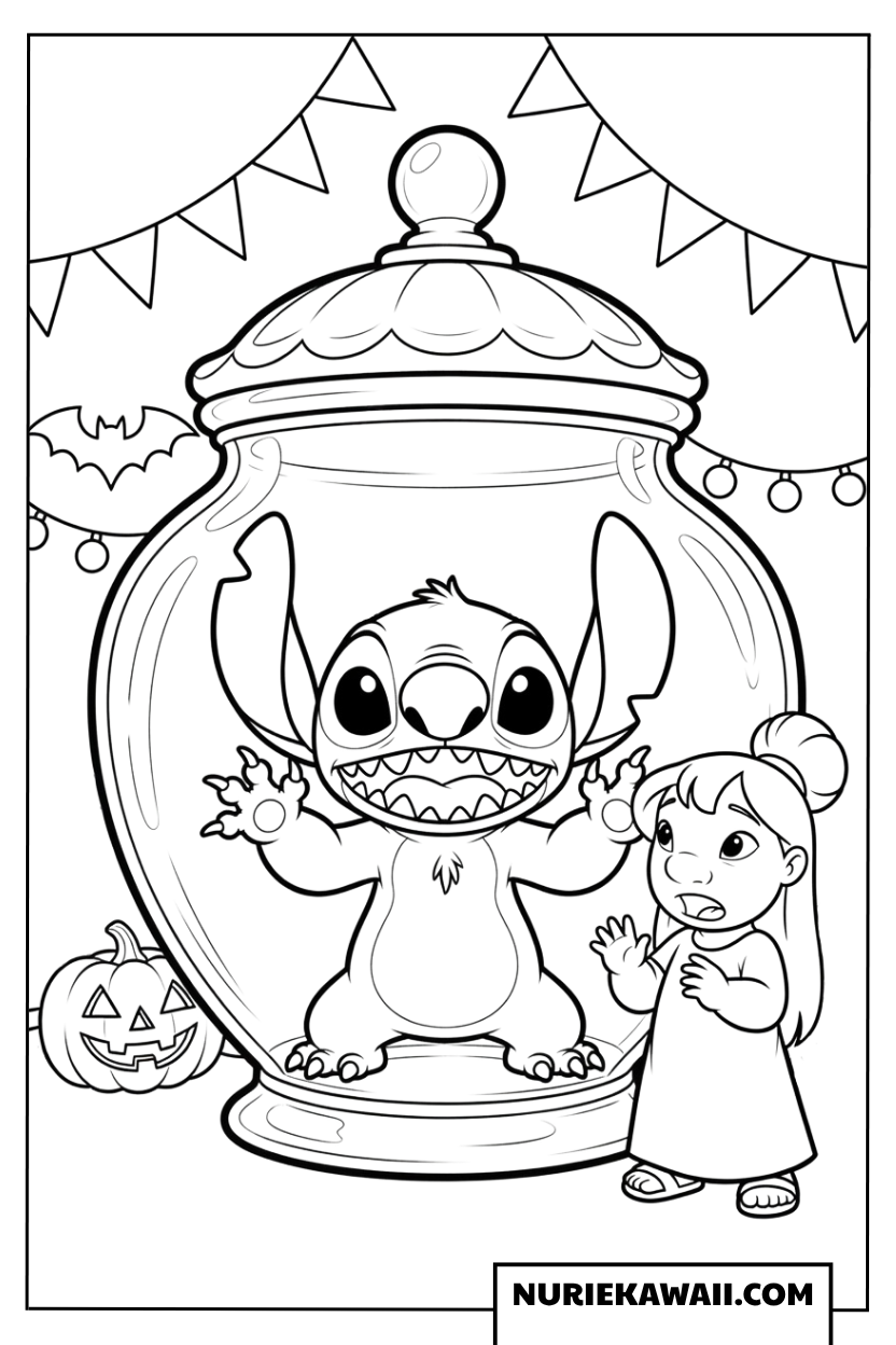 ディズニー ハロウィン スティッチ リロ 塗り絵