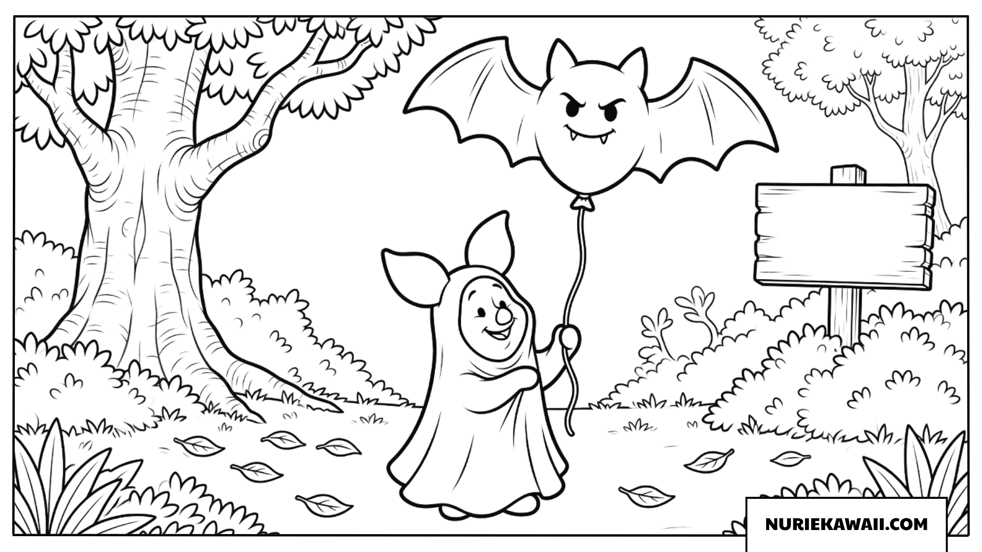 ディズニー ハロウィン ピグレット おばけ 塗り絵