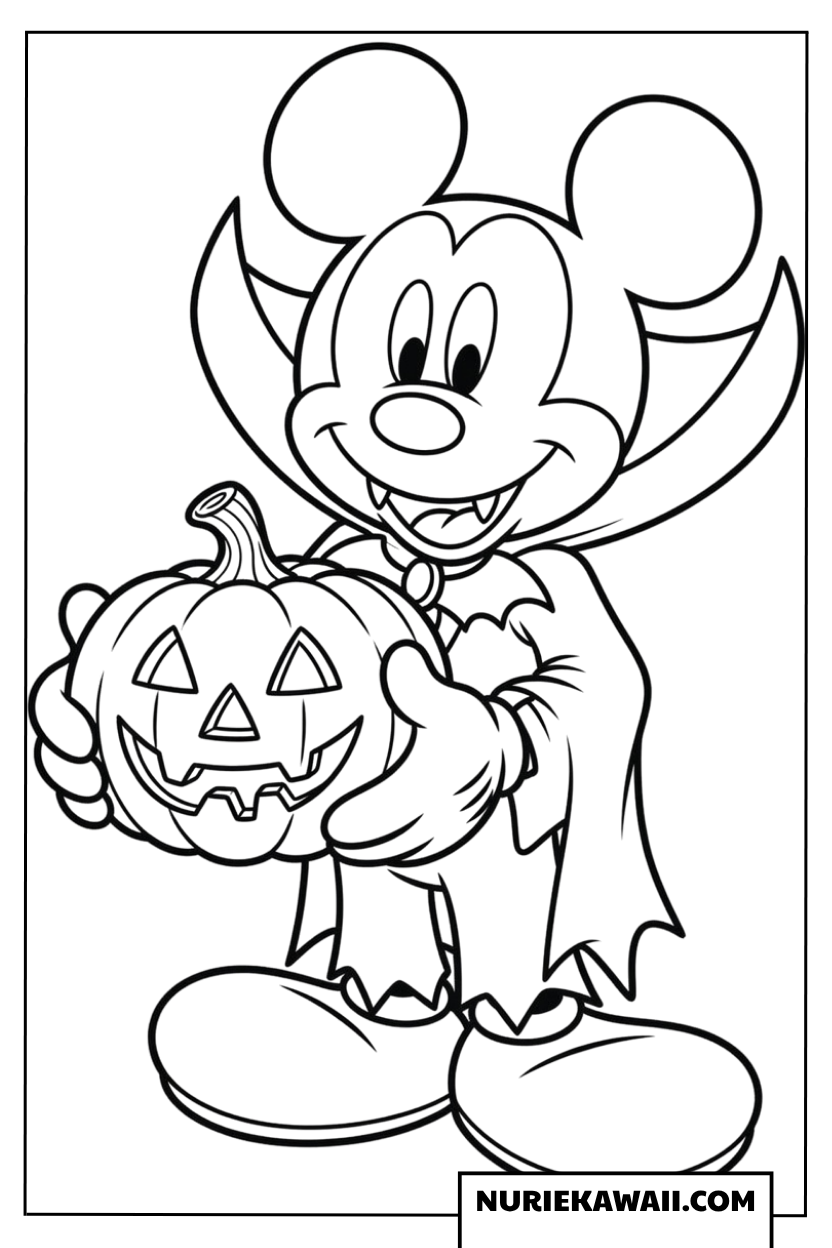 ディズニー ハロウィン ミッキー ヴァンパイア ぬりえ