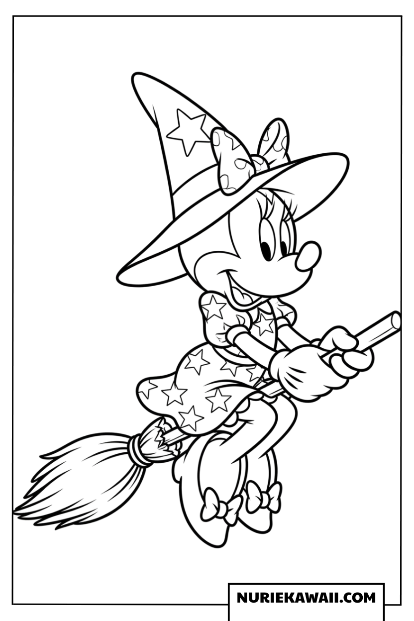 ディズニー ハロウィン ミニー 魔女のぬりえ