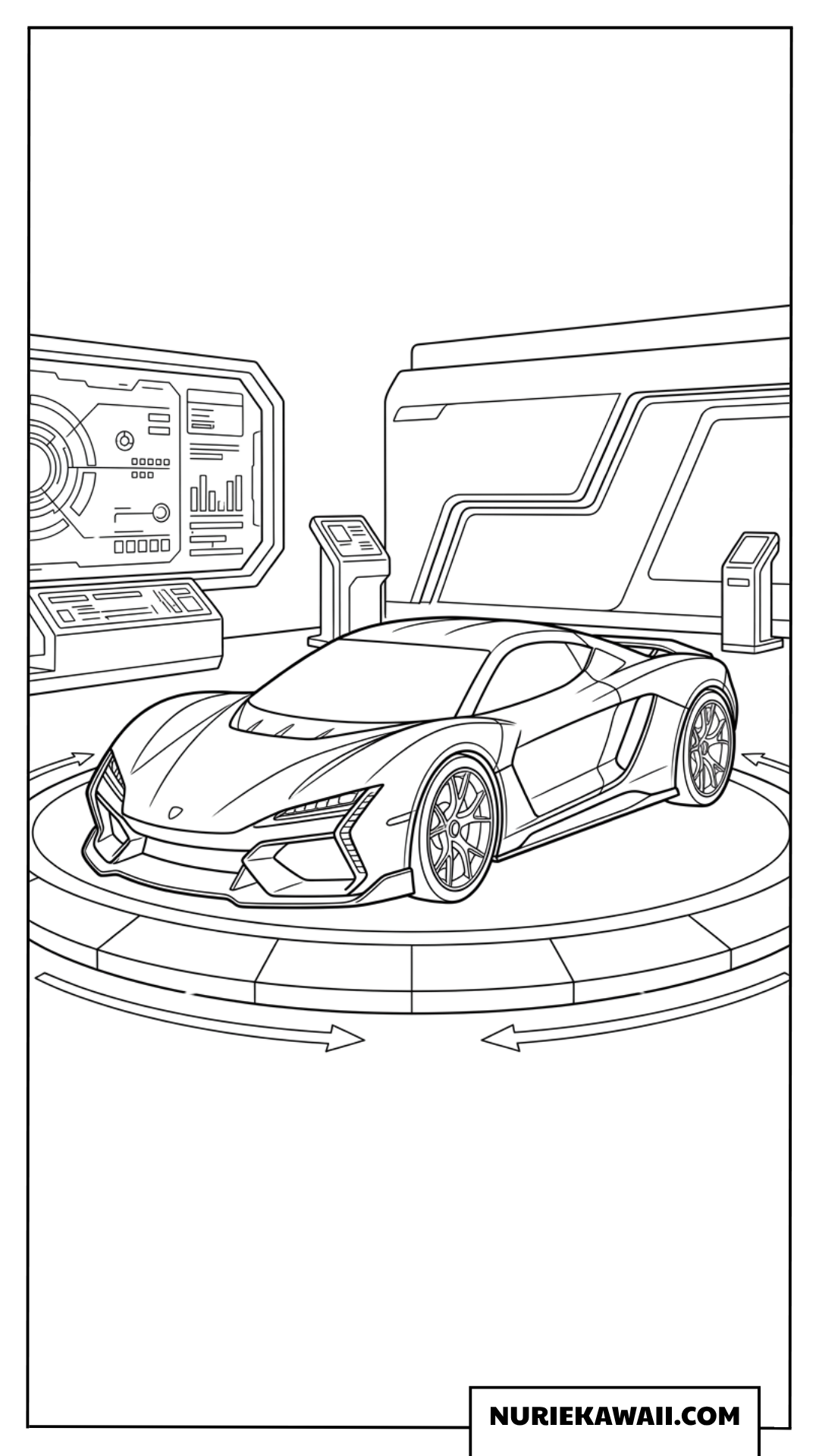 ハイテク部屋のハイパーカーのスポーツカー塗り絵