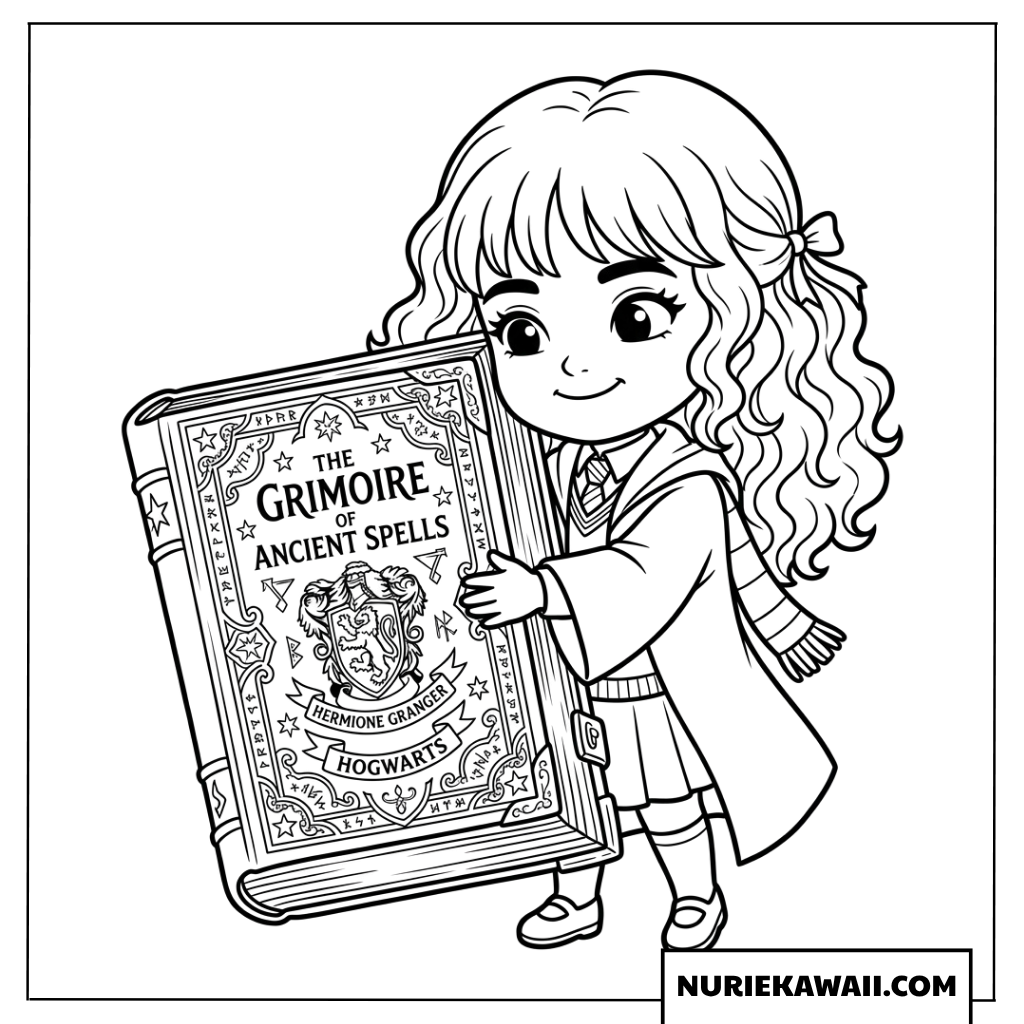ハーマイオニーと魔法の本の塗り絵