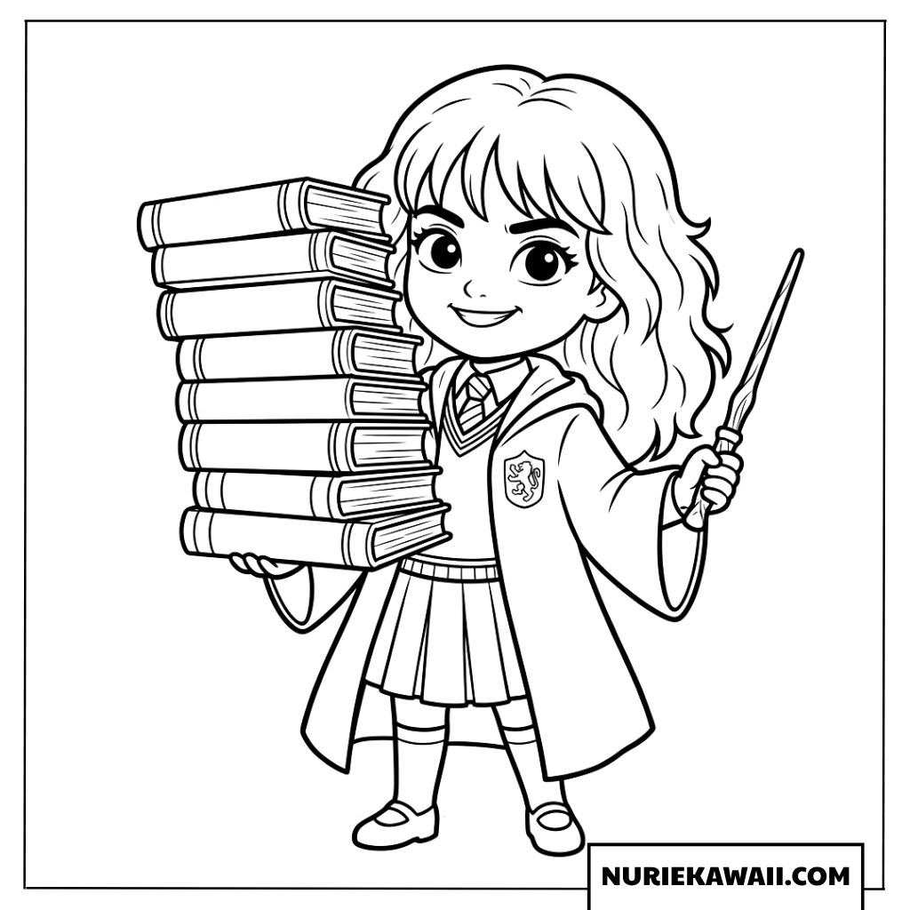 ハーマイオニーグレンジャー教科書塗り絵