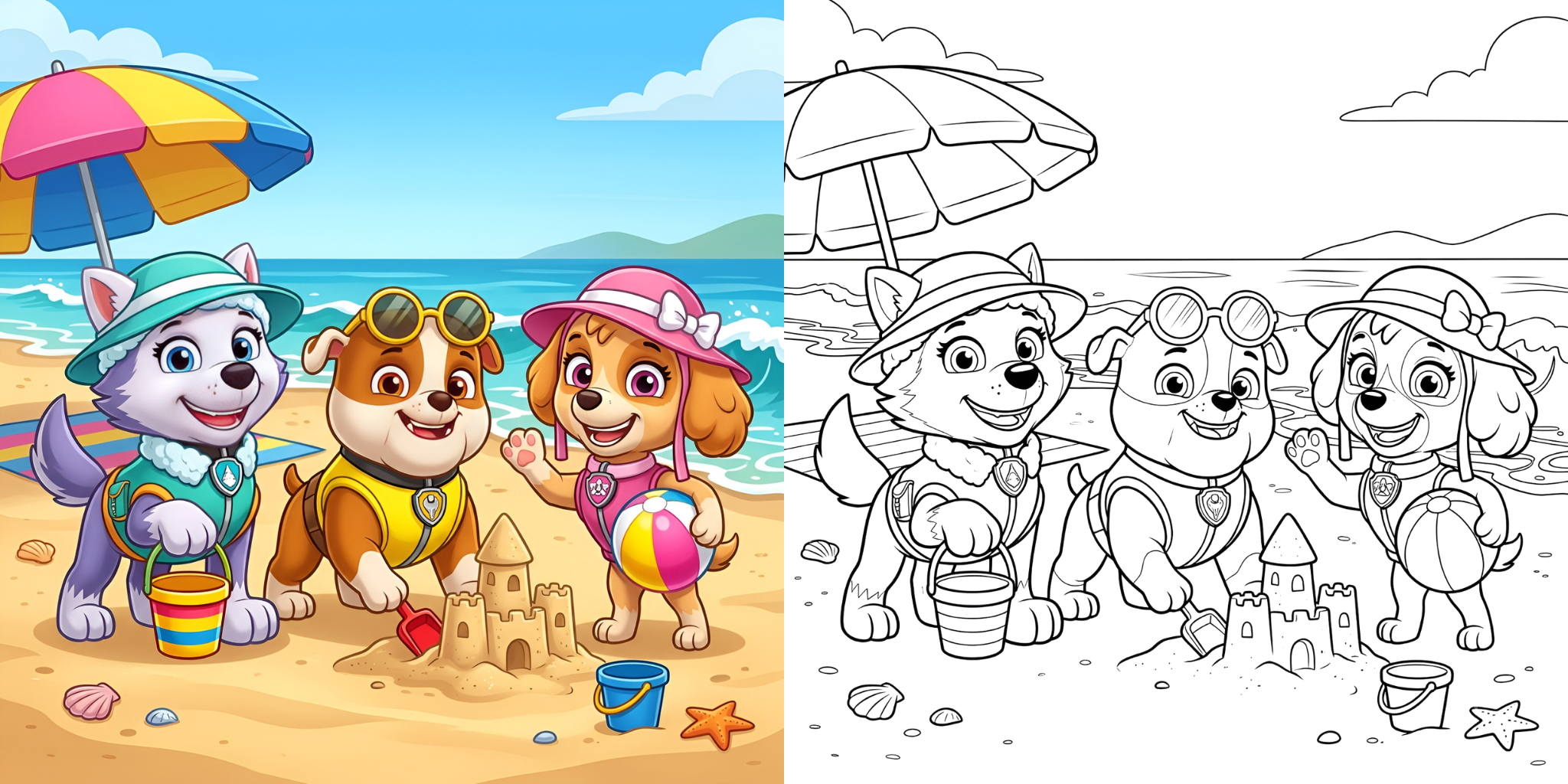 ft - パウ・パトロール 夏休み 塗り絵 ft