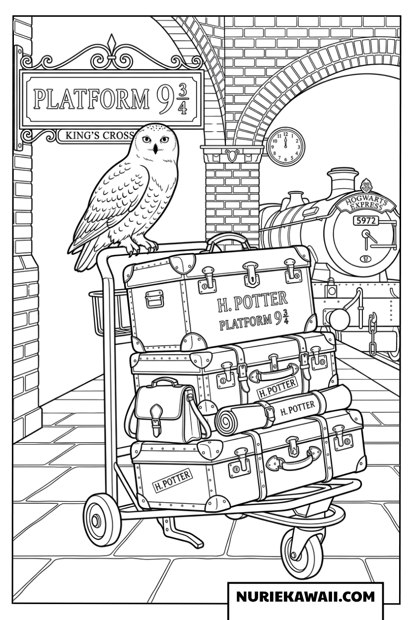 ヘドウィグと駅の塗り絵