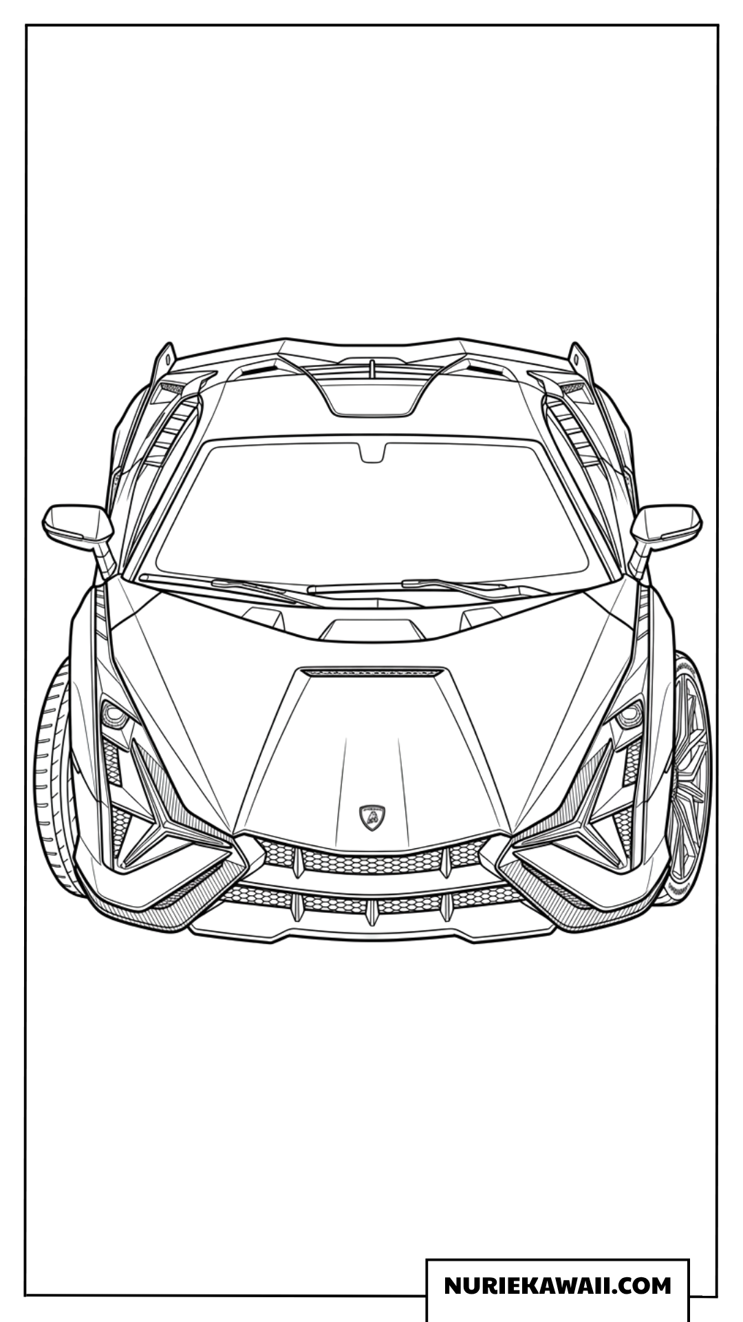 ランボルギーニ シアン 正面図 スーパーカー 塗り絵