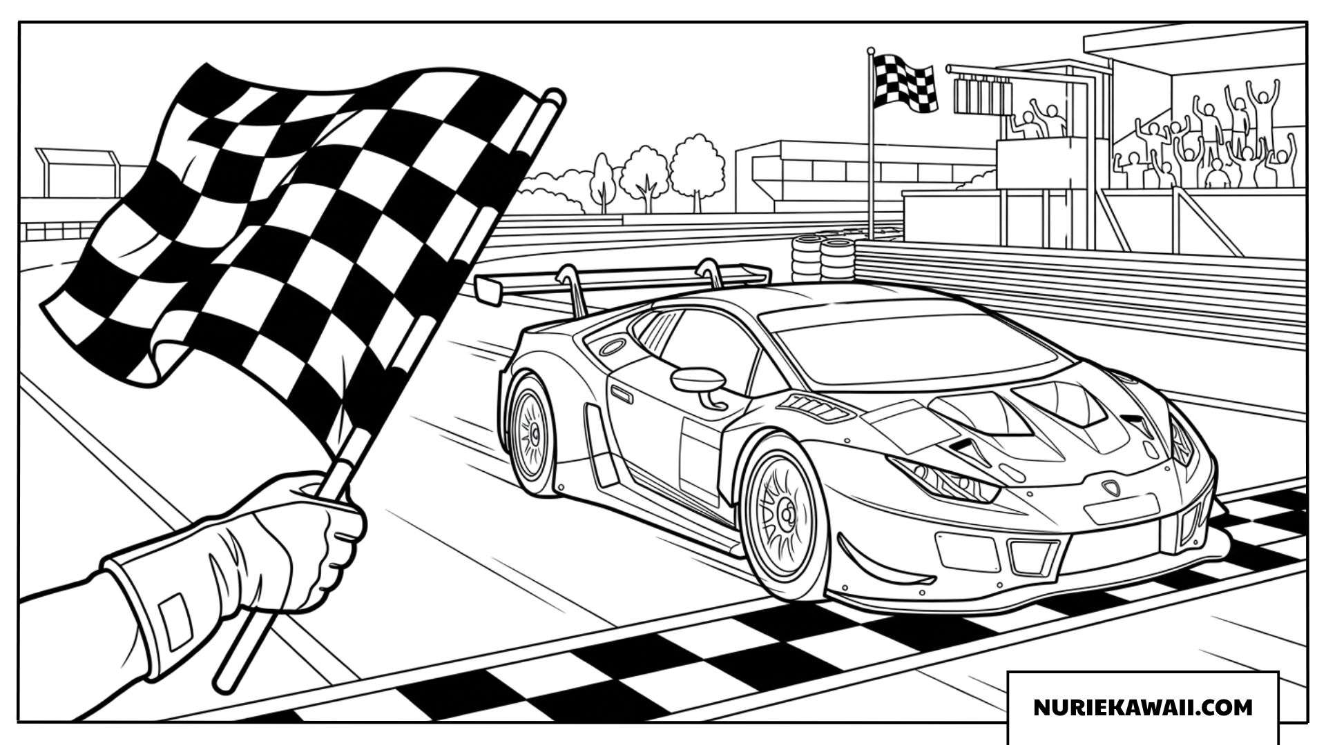 ランボルギーニ 栄光のチェッカーフラッグ ゴールイン 塗り絵