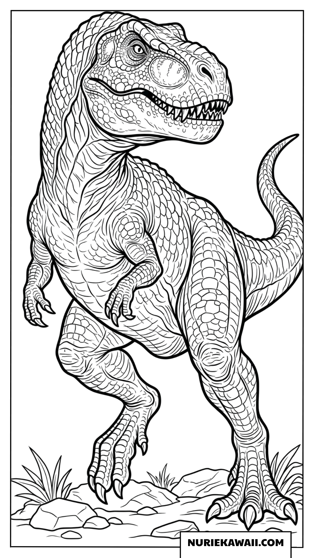 リアルな歩くティラノサウルスの塗り絵