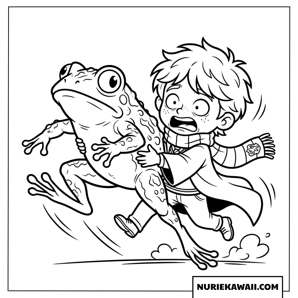 ロンとカエルのドタバタ塗り絵