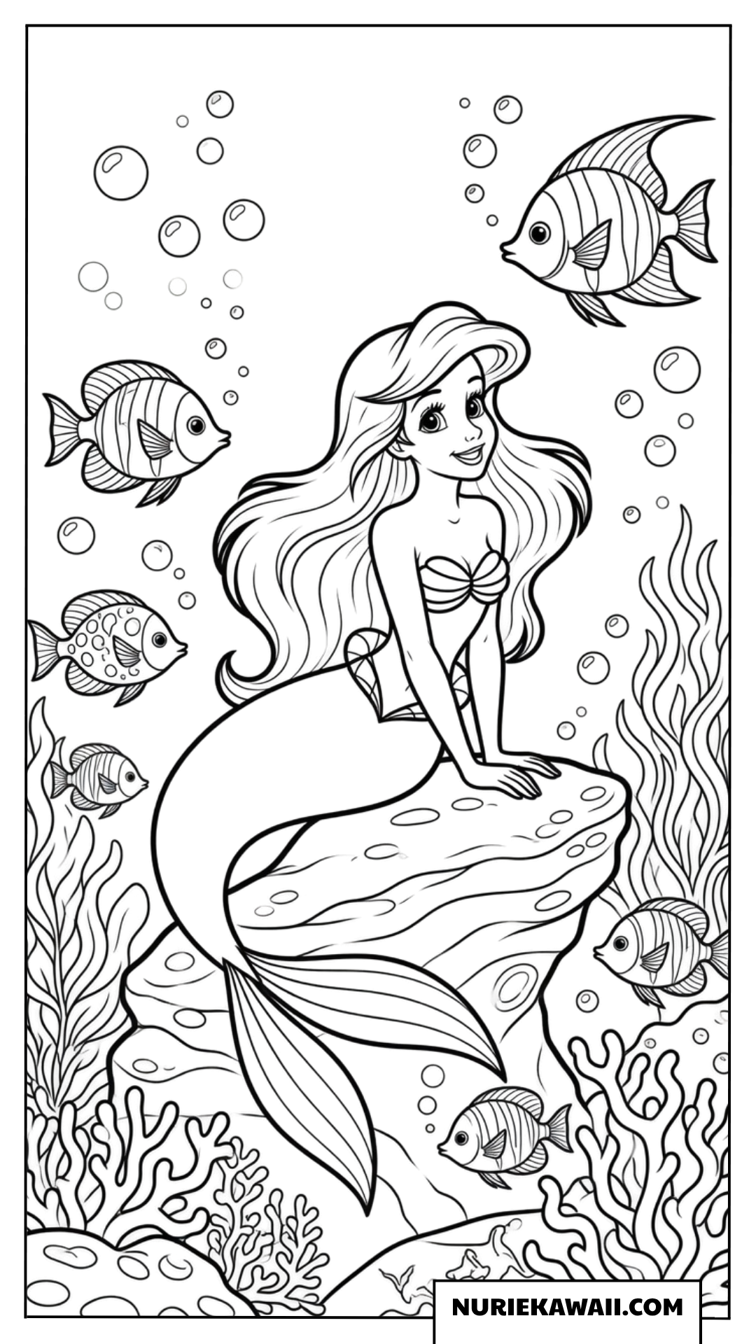 人魚姫アリエルと海の仲間たちの塗り絵