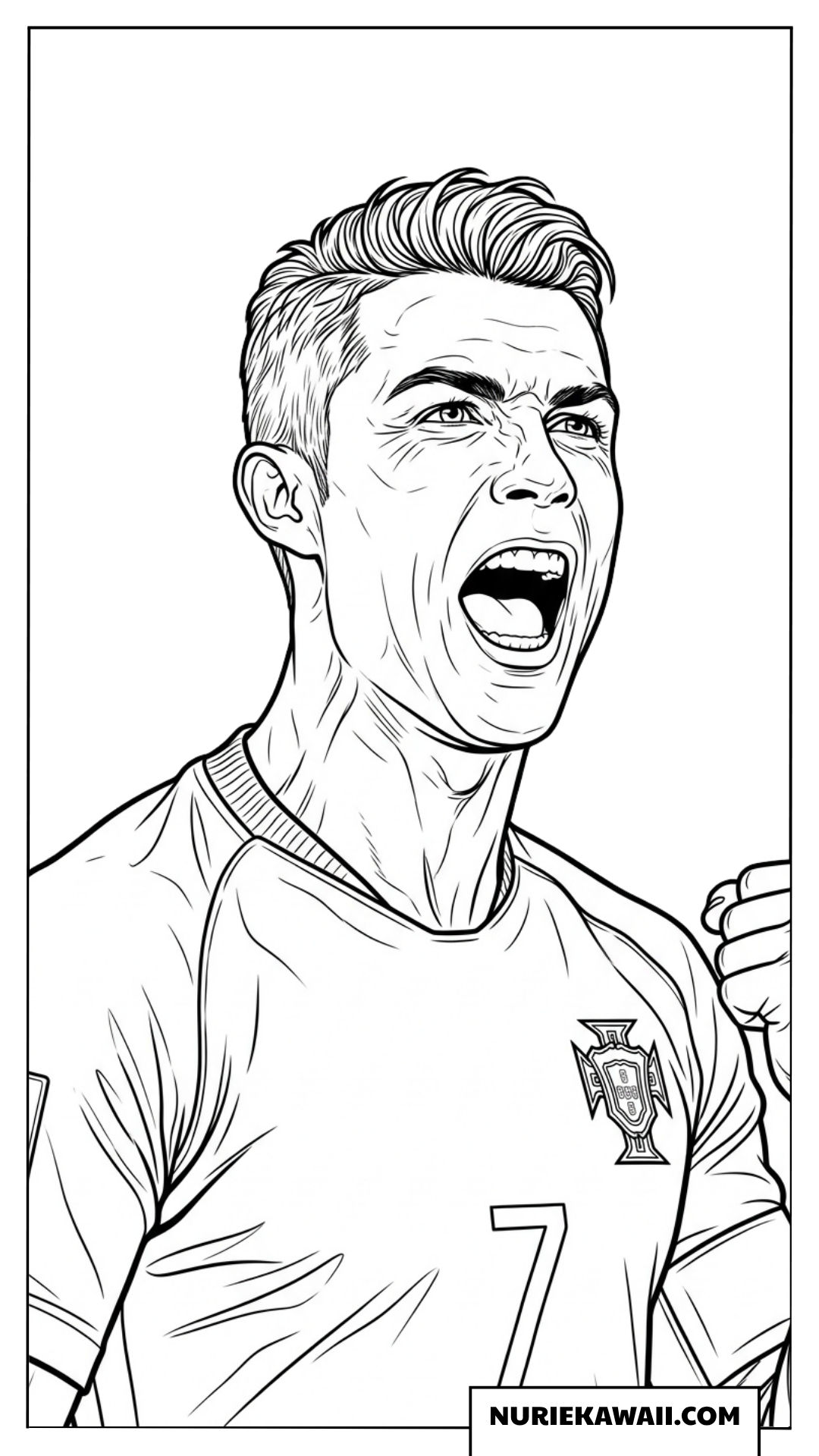 劇的な試合中に大歓声を上げて熱く咆哮するクリスティアーノロナウドの塗り絵