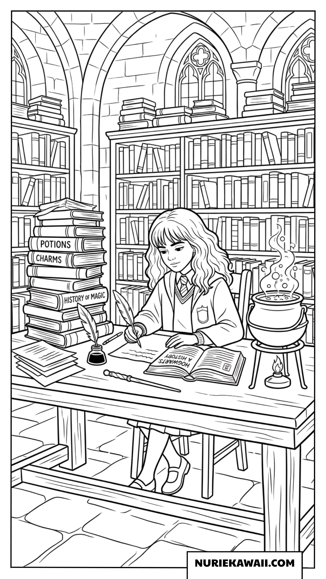 図書館のハーマイオニー塗り絵