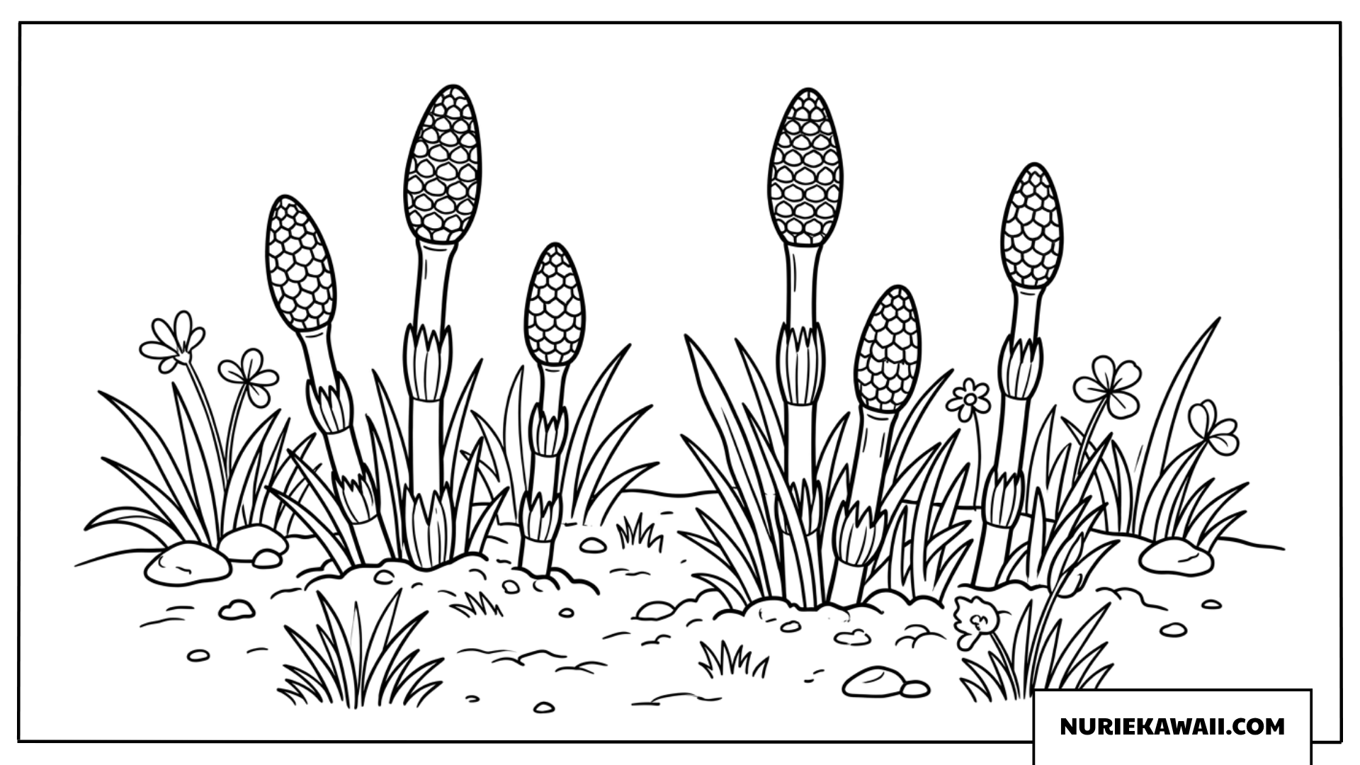 土から顔を出すつくしの塗り絵