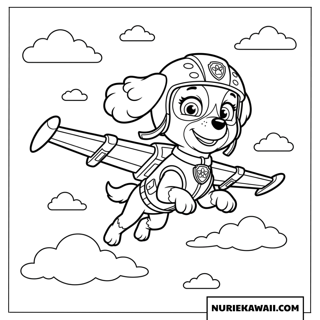 大空を爽快に飛び回る可愛いスカイの楽しい 塗り絵