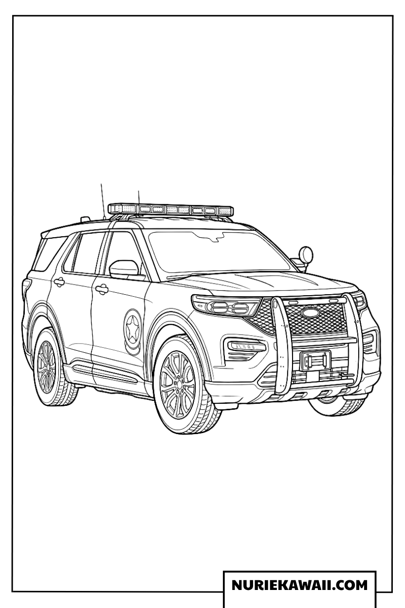 強力なSUVパトカーの塗り絵
