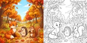 ft - 秋の動物 塗り絵 ft