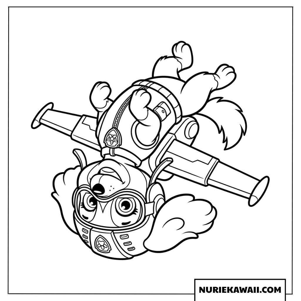 空中で見事なバク転を決める勇敢なスカイの 塗り絵