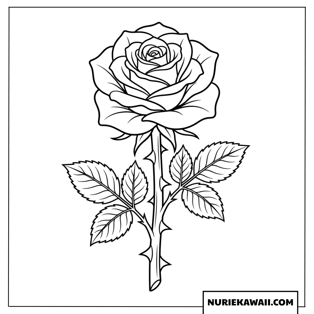 美しく咲き誇るエレガントな薔薇のシンプルな塗り絵