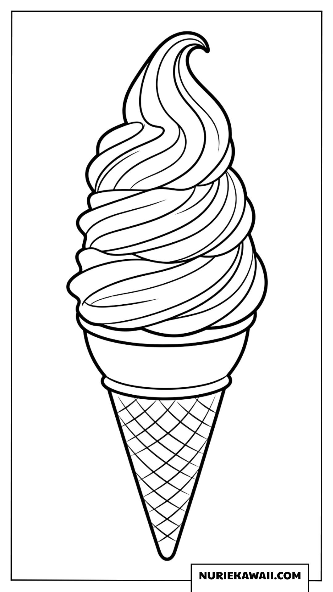 美味しい定番のソフトクリームコーンの塗り絵