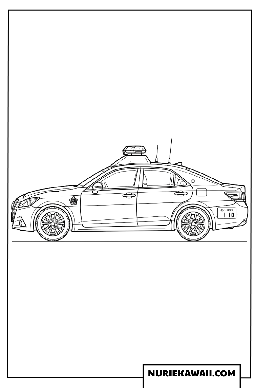 警視庁のパトカー横顔の塗り絵