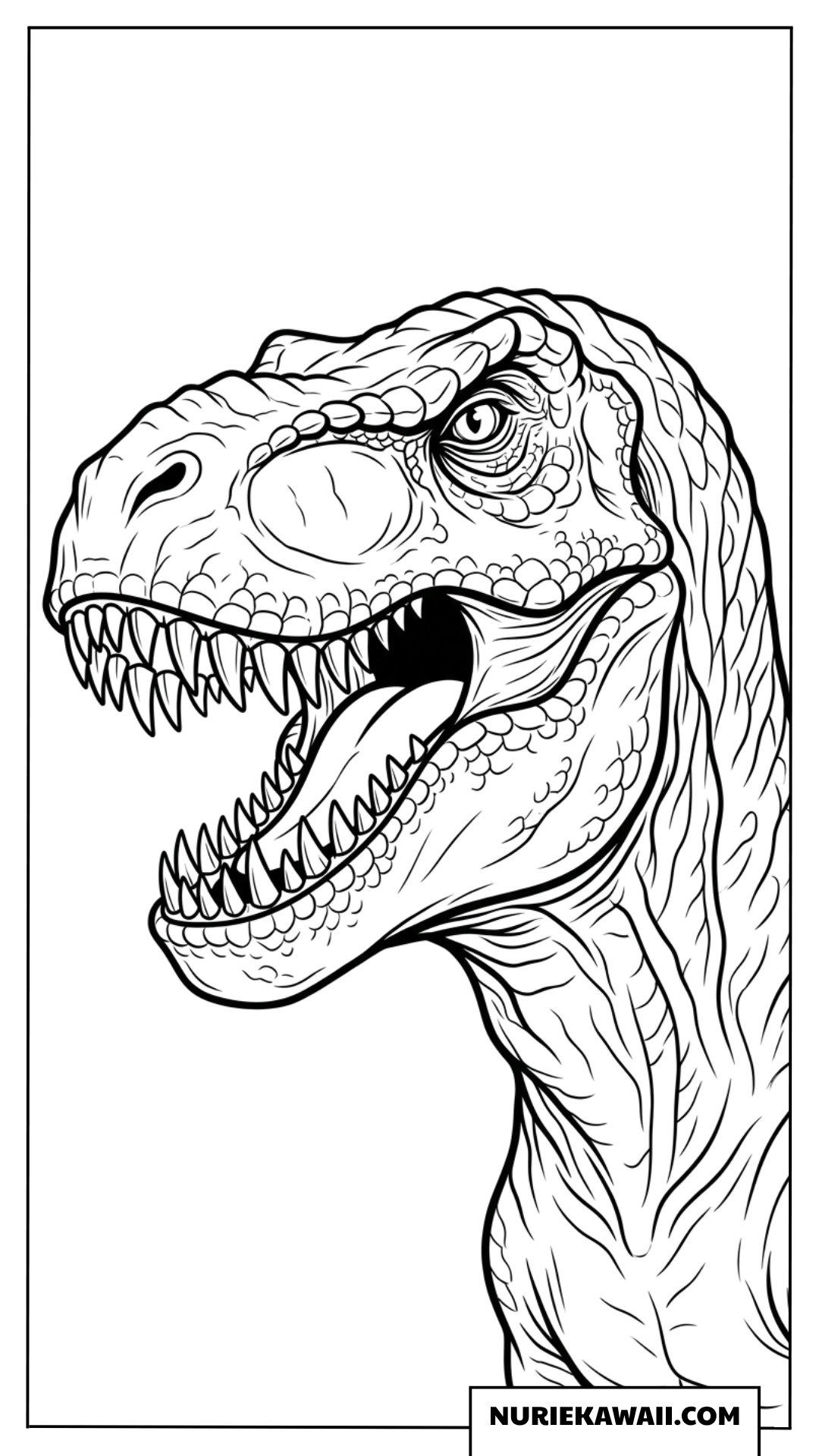 迫力あるティラノサウルスの頭部 塗り絵