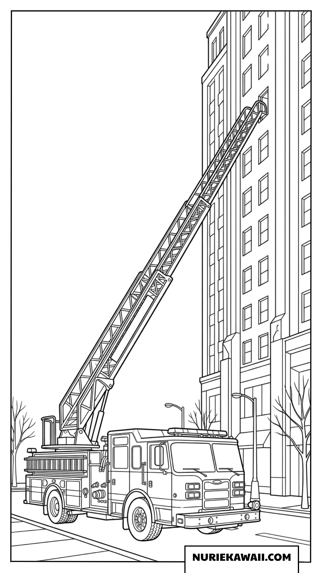 高所はしご車の塗り絵