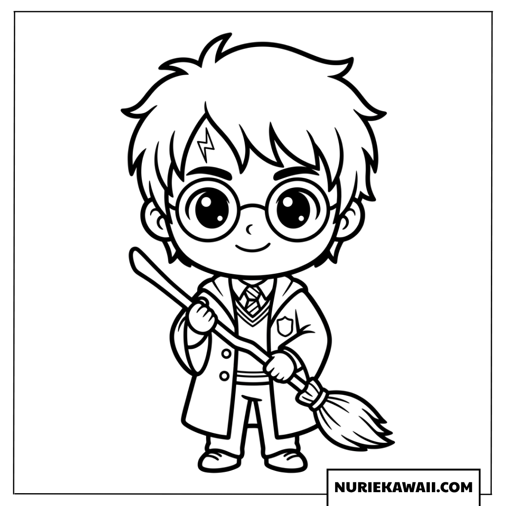 魔法使いハリーのシンプル塗り絵