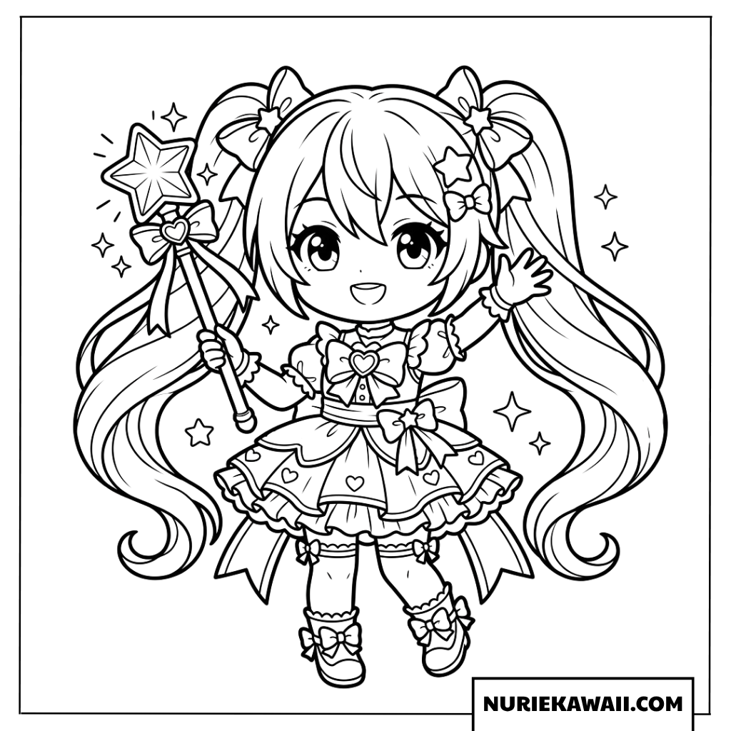 魔法少女のちび初音ミク塗り絵