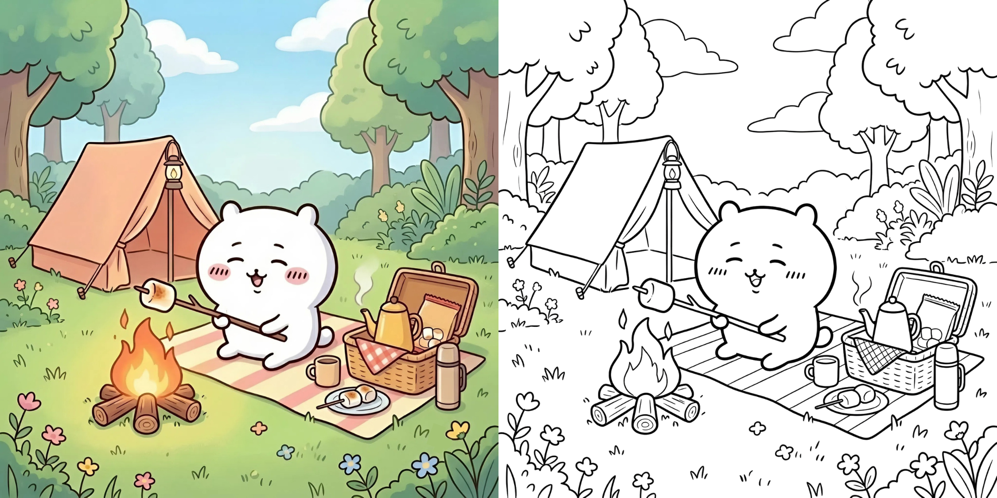 ft - ちいかわ ピクニック 塗り絵 ft