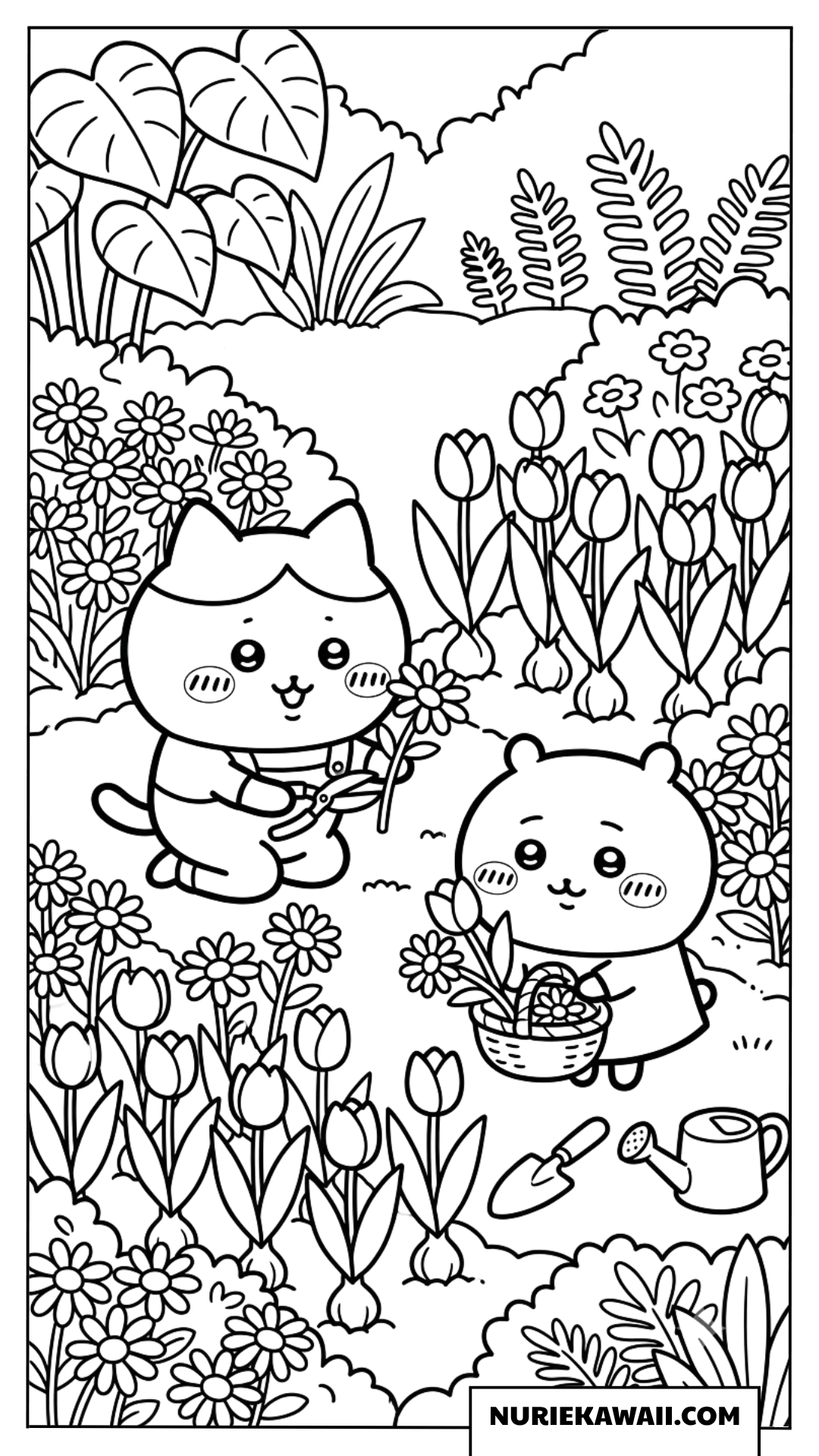 ちいかわたちのお花摘みピクニック塗り絵