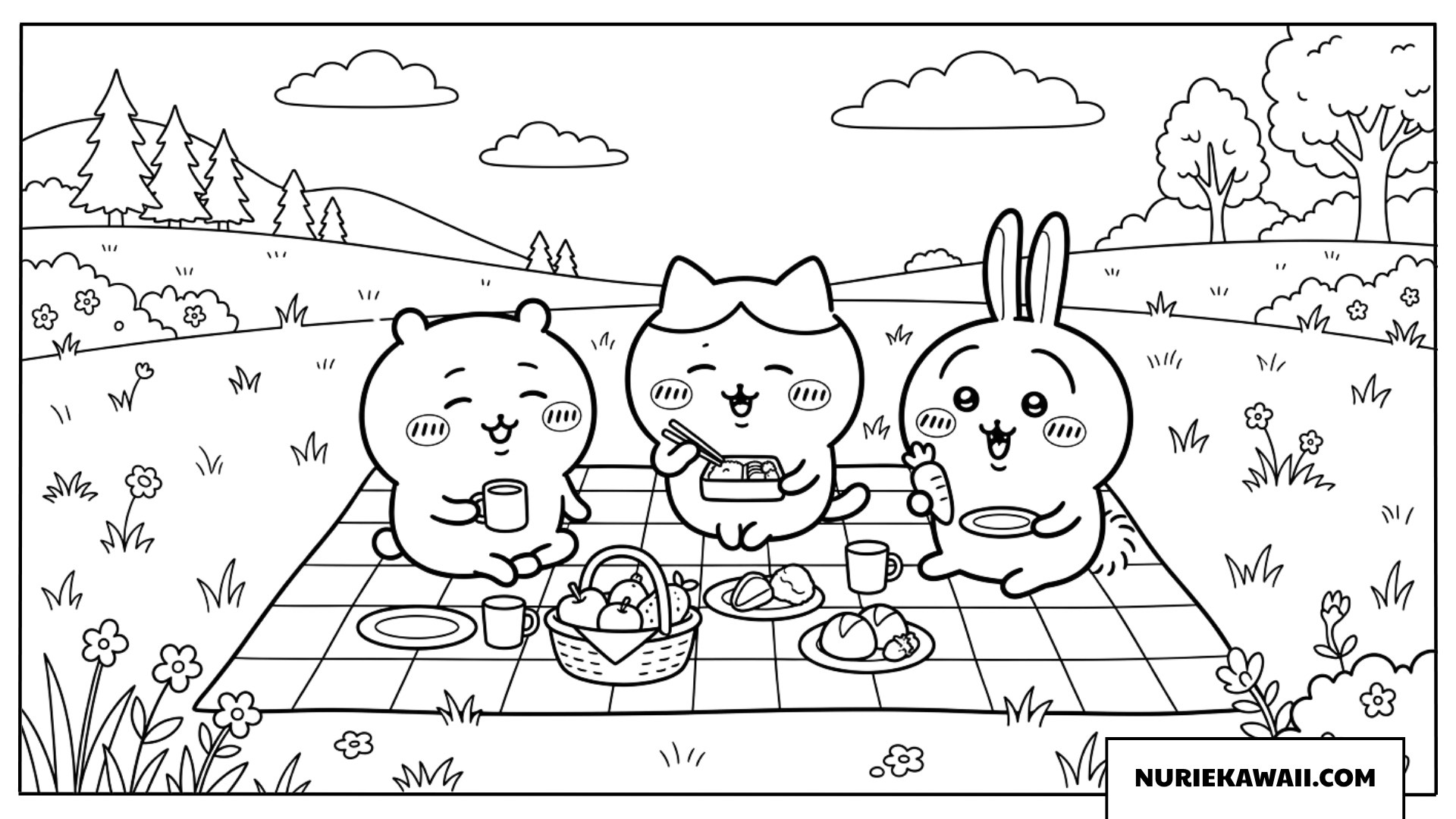 ちいかわたちのお食事ピクニック塗り絵