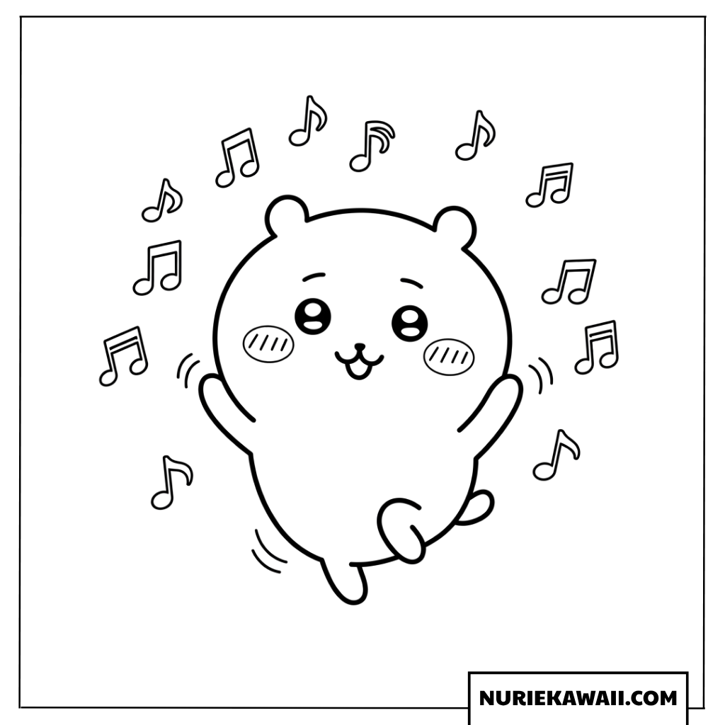 ちいかわの楽しく歌って踊るダンスぬりえ