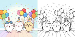 ft - ちいかわ・ハチワレ・うさぎ 塗り絵 ft