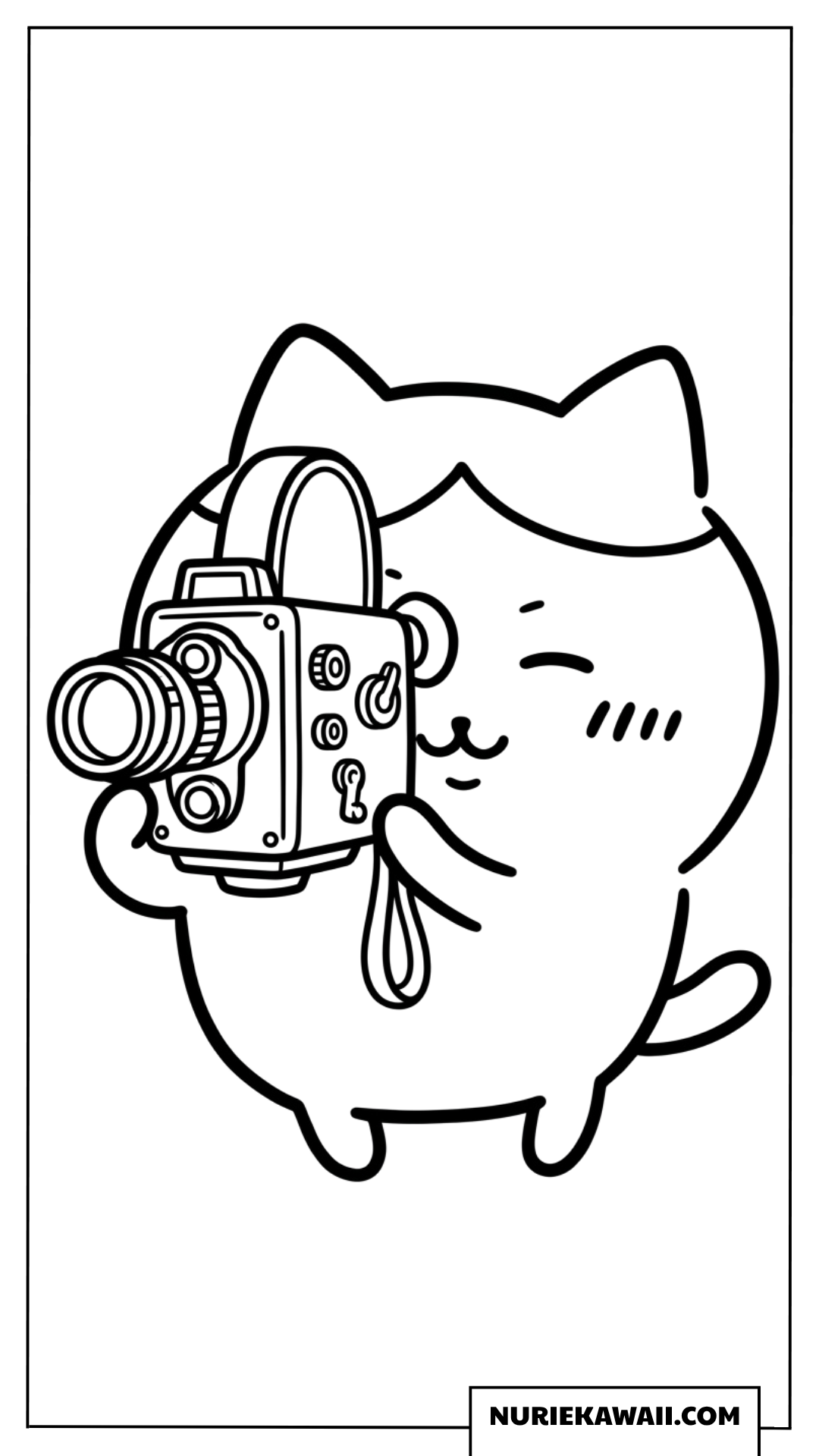 ハチワレのレトロカメラ撮影ぬりえ