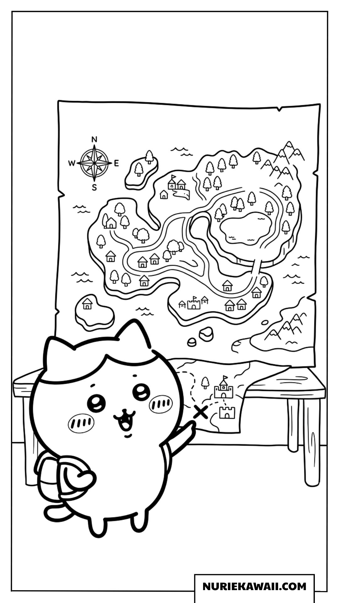 ハチワレの冒険マップ指さしぬりえ