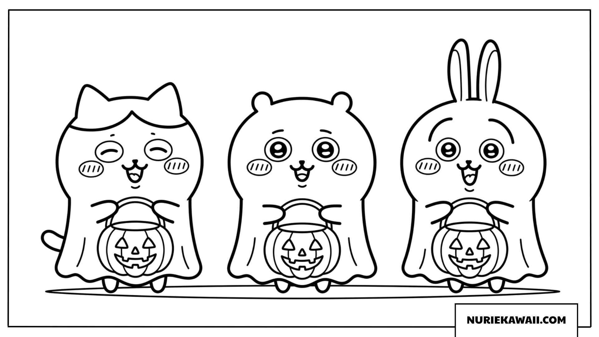 ハロウィンの仮装をするちいかわたちの塗り絵