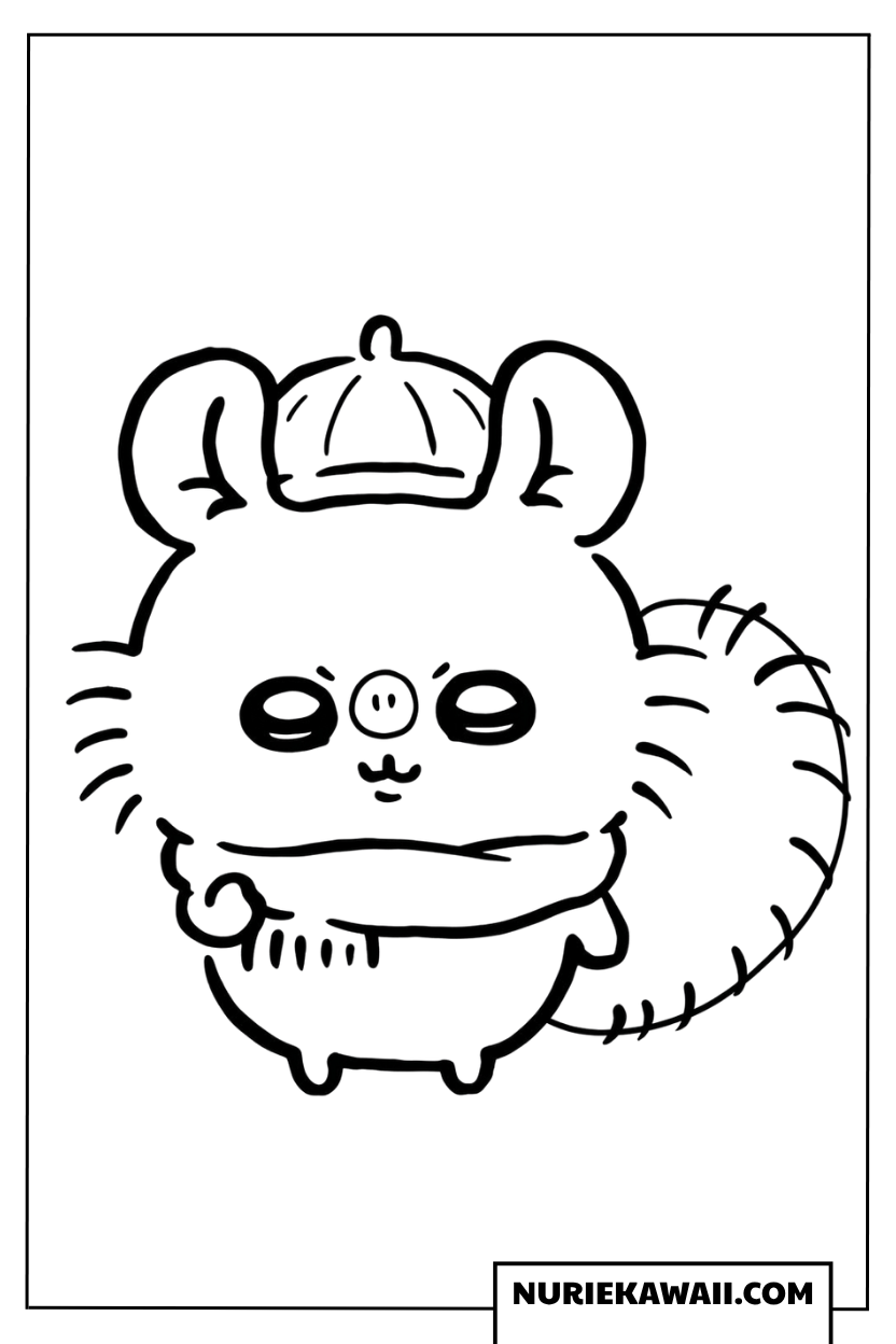 マフラーを巻いたモモンガの塗り絵