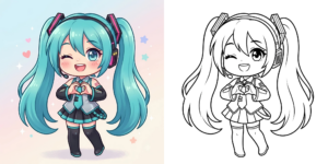 ft - 初音ミク ちびキャラ塗り絵 ft