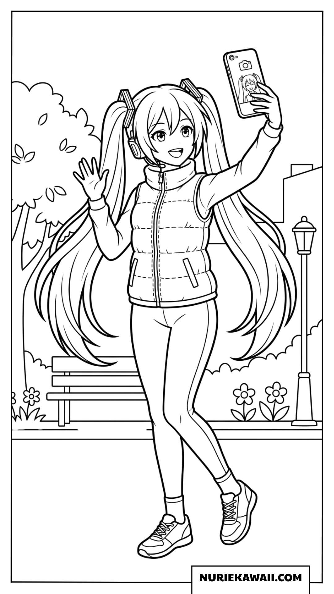 初音ミク パークセルフィー 塗り絵