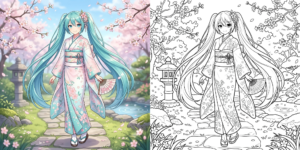 ft - 初音ミク ファッション 塗り絵 ft