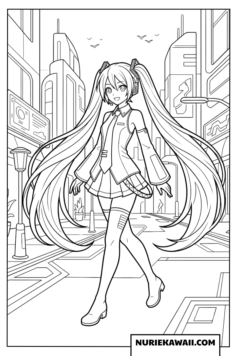 初音ミク フューチャーシティウォーキング 塗り絵