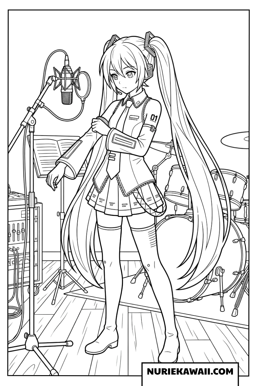 初音ミク レコーディングスタジオ 塗り絵